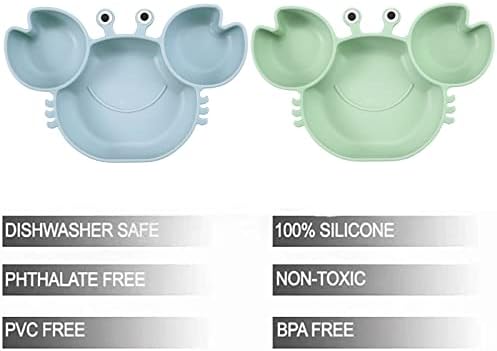 PandaEar 2 Pack Silicone Suction Plates Spoons for Baby