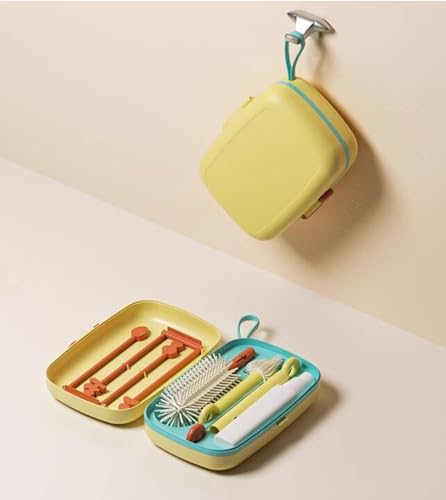 7-in-1 Baby Bottle Cleaning Kit with Storage Yellow