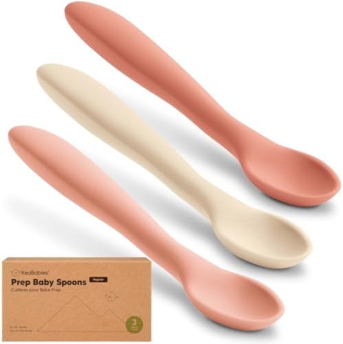 KeaBabies 3-Pack Silicone Baby Spoons for Self-Feeding