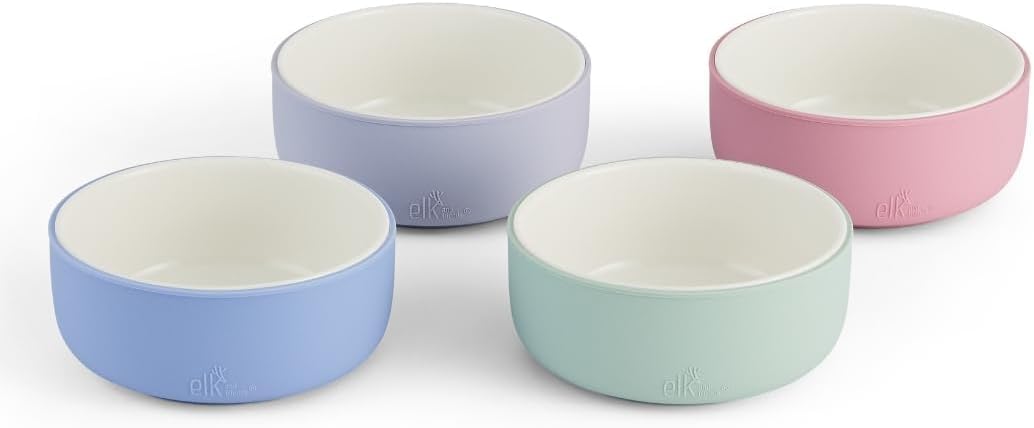 Elk and Friends Porcelain Bowls with Silicone Sleeve Set