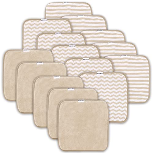 15 Pack Super Soft Baby Washcloths - 10x10 Brown
