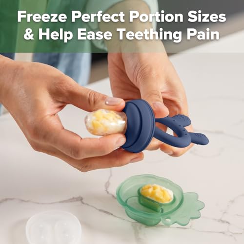 Haakaa Baby Food Feeder Freezer Nibble Tray Combo 4 Month Steel Blue
