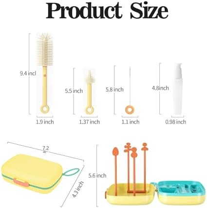 7-in-1 Baby Bottle Cleaning Kit with Storage Yellow