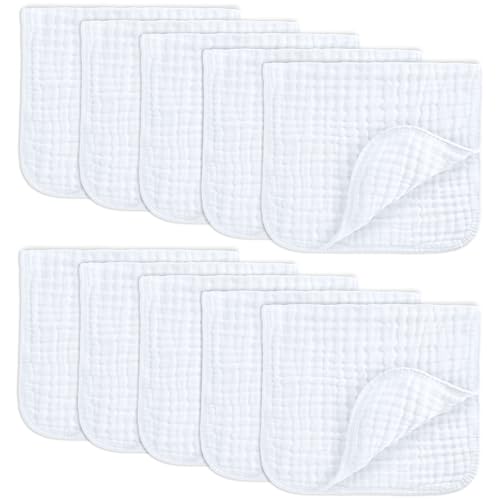 Comfy Cubs Muslin Burp Cloths Pack of 10 - 20x10 White