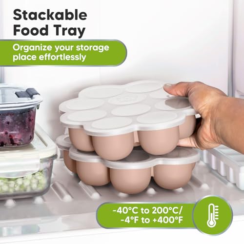 KeaBabies Silicone Baby Food Freezer Tray with Clip Lid and 2-Set Utensils