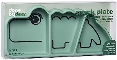 Done by Deer Crocodile Snack Plate - Suction BPA-Free Durable 1