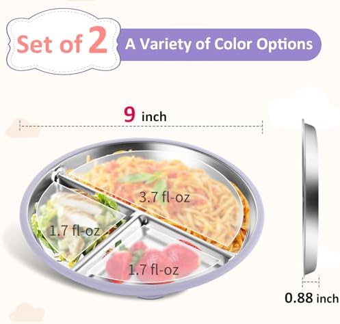 Bakpoco Stainless Steel Toddler Plate with Suction