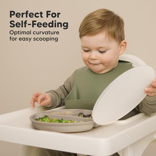 KeaBabies Suction Plates with Lids - 3-Pack