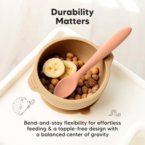 KeaBabies 3-Pack Silicone Baby Spoons for Self-Feeding