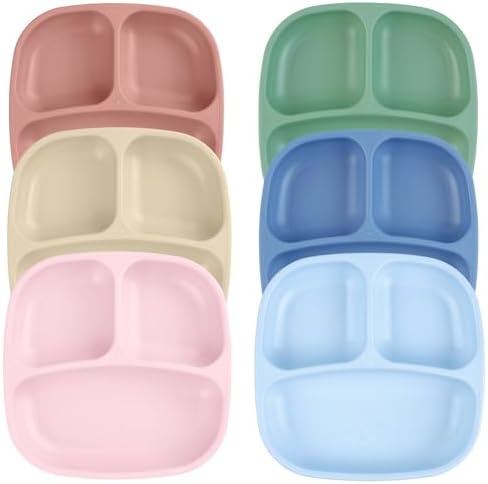 Re-Play Toddler Plates - 3 Compartment Set of 6
