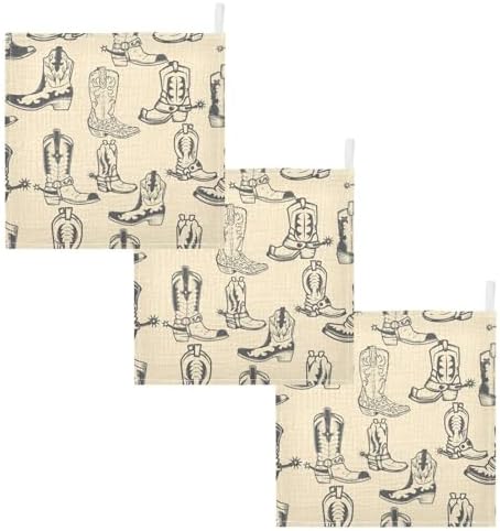 CUPADA Cowboy Boots Baby Muslin Washcloths 3 Pack