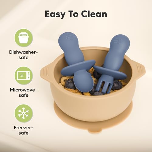 KeaBabies Silicone Baby Food Freezer Tray with Clip Lid and 2-Set Utensils