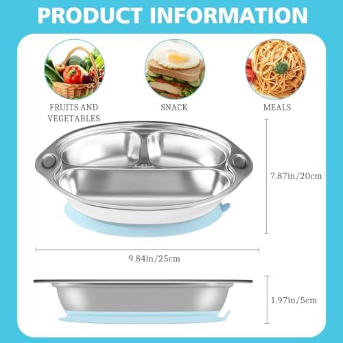 Mrs Chou Stainless Steel Suction Plates for Babies and Toddlers