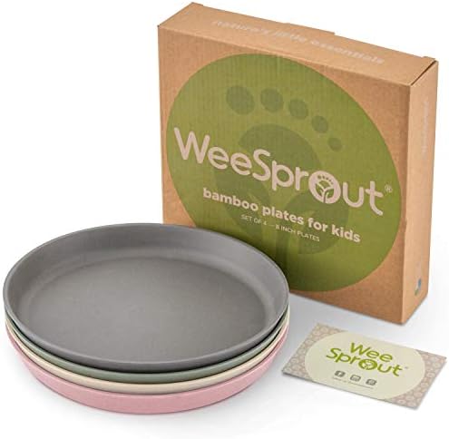 WeeSprout Bamboo Plates Set of 4 for Kids