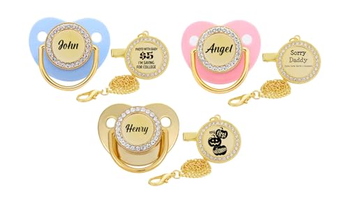 Personalized Pacifier Set with Clip for Baby Boy or Girl