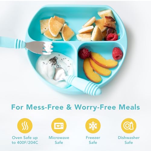 Bumkins Silicone Grip Dish - Self-Feeding Plate BPA Free Blue-GD 1 Count