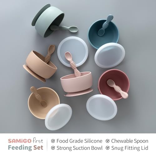 SAMiGO Silicone Baby Bowl and Spoon Set for 6 Months 1
