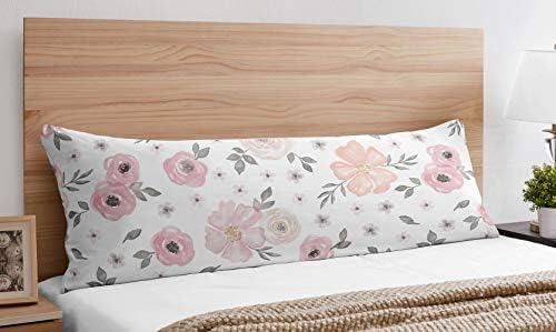 Sweet Jojo Designs Boho Floral Body Pillow Cover 54x20in