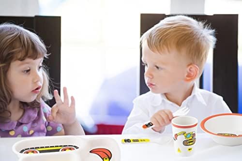 Kids Tableware Set - Toddler Plates Dinnerware with Fork and Spoon