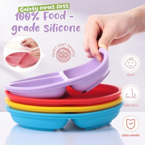 Meanplan 6 Pack Suction Plates for Toddlers