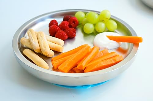 Avanchy Open Baby Plates with Suction Stainless Steel Divided Plates for Toddlers