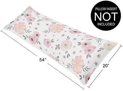 Sweet Jojo Designs Boho Floral Body Pillow Cover 54x20in