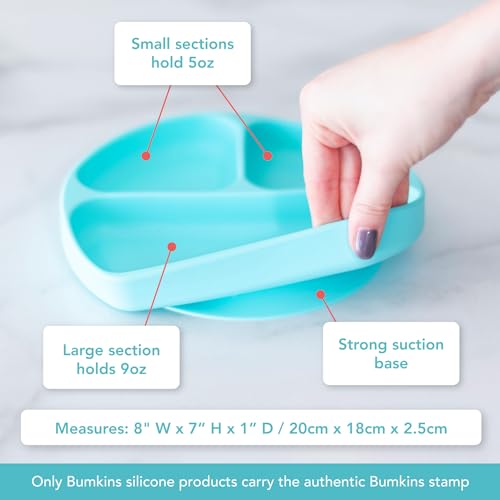 Bumkins Silicone Grip Dish - Self-Feeding Plate BPA Free Blue-GD 1 Count