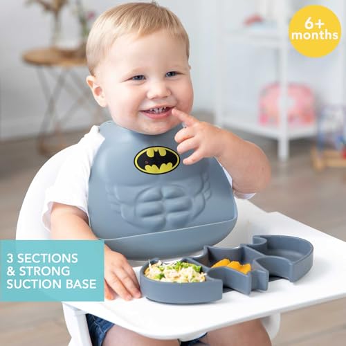 Bumkins Toddler Suction Plate Batman Gray