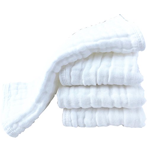 Synrroe 4-Pack Muslin Burp Cloths 20x10 Inches