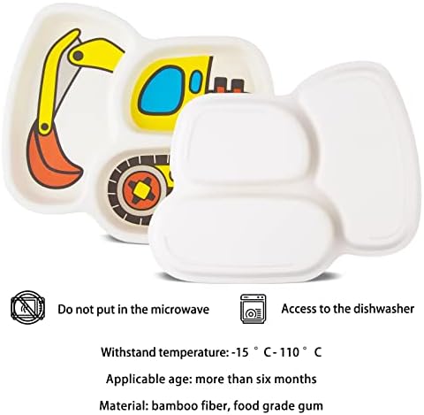 Kids Plate Set with Fork and Spoon - Construction Truck Themed