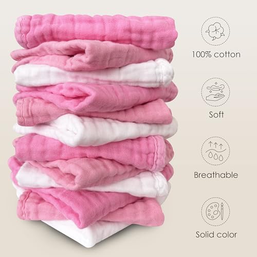 Sunny zzzZZ 12 Pack Muslin Washcloths 12x12 Inches