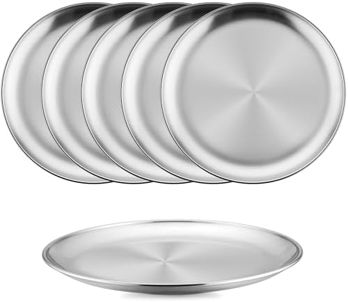 HaWare 6-Piece 304 Stainless Steel Plates for Kids