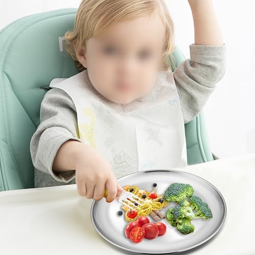 HaWare 6-Piece 304 Stainless Steel Plates for Kids