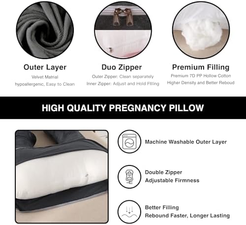ALLOPERA Full-Body Maternity Pillow with Velvet Cover