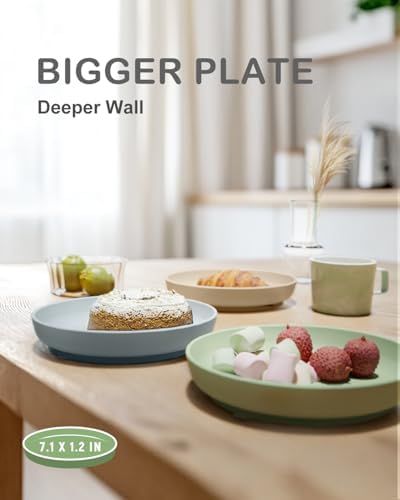 Onyucean Classic Suction Plates for Kids 3-Pack BPA Free