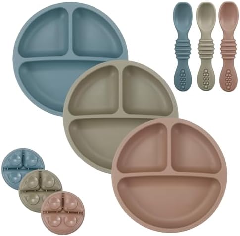 PandaEar Baby Feeding Set - 3 Plates 3 Spoons BPA-Free