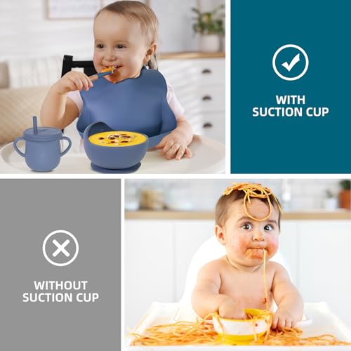 Dormlony 100 Silicone Baby Feeding Set Navy Blue