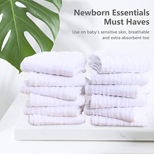 Sweet Dolphin 12-Pack Muslin Burp Cloths 100 Cotton