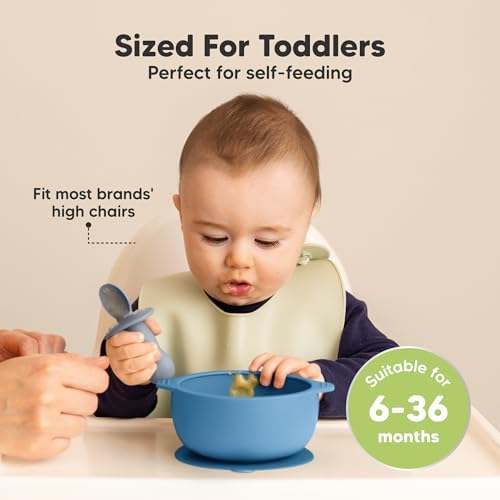 KeaBabies 2-Pack Suction Bowls with Lids and Utensils Set 1