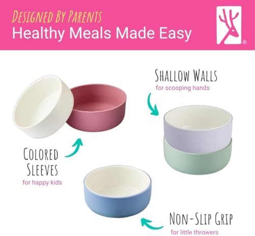 Elk and Friends Porcelain Bowls with Silicone Sleeve Set
