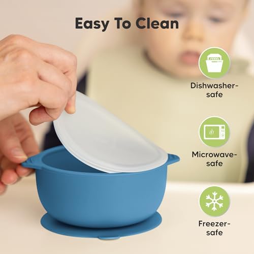 KeaBabies 2-Pack Suction Bowls with Lids and Utensils Set 1