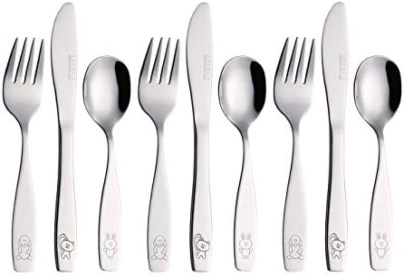 Exzact Kids 9pcs Flatware Set with Animal Engraving