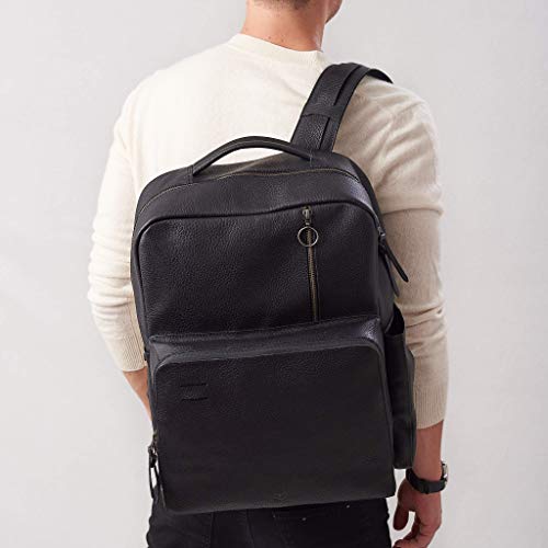 Capra Leather Black Diaper Bag Backpack