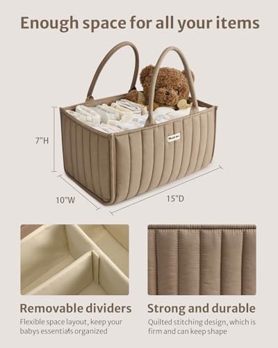 Blissful Diary Baby Diaper Caddy Organizer Mocha Brown