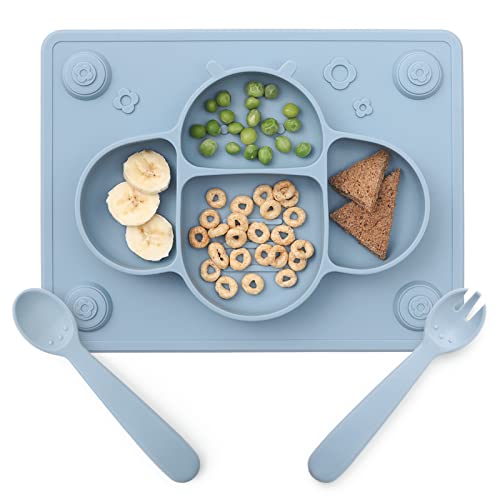 ROCCED Suction Plates for Baby and Toddlers Dusty Blue 1