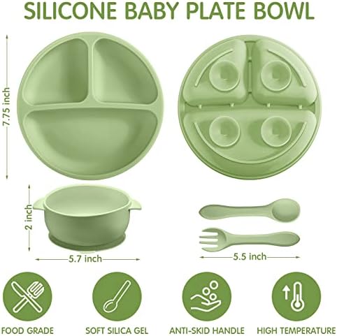 Chengu 9 Pcs Suction Plates Bowls and Utensils Set for Babies Toddlers