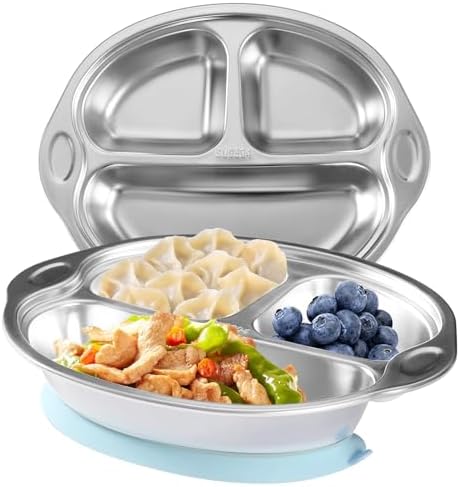 Mrs Chou Stainless Steel Suction Plates for Babies and Toddlers