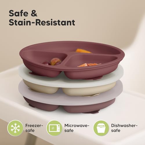 KeaBabies Suction Plates with Lids - 3-Pack