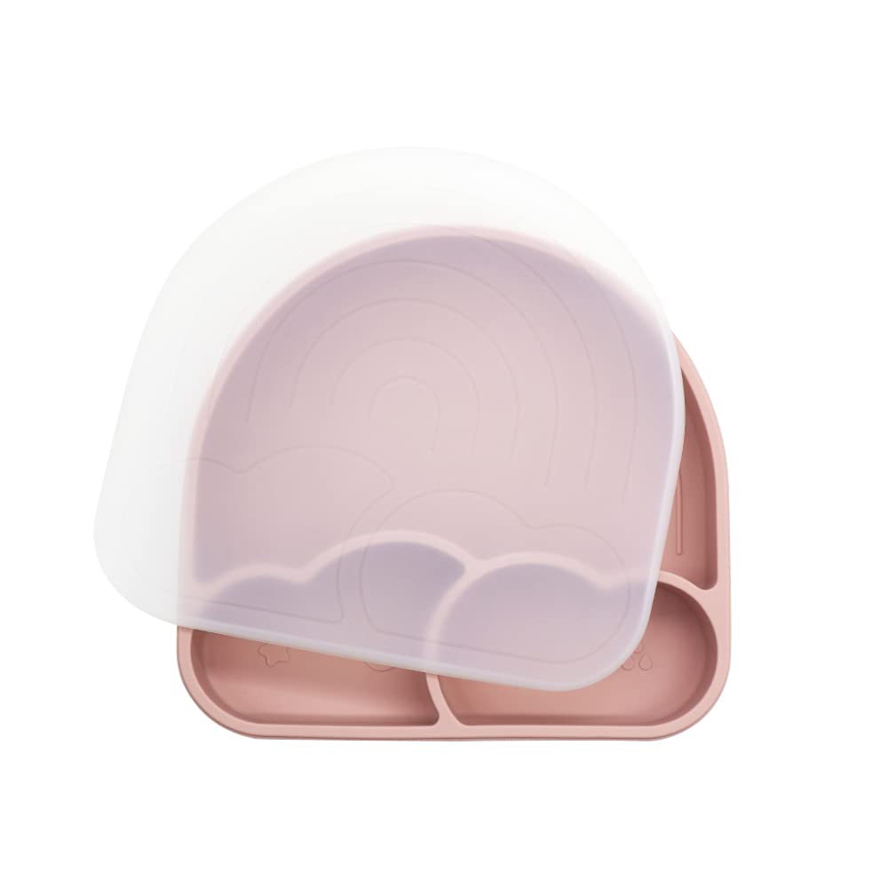 Rainbow Butterflies 7-Piece Silicone Feeding Set - Baby Pink