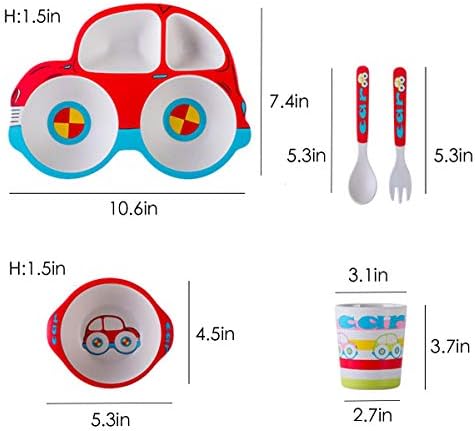 Kids Car-Shaped Dinnerware Set 5 Piece
